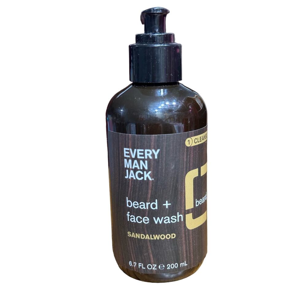 Every Man Jack Beard + Face Wash, Sandalwood 6.7 oz (200mL)